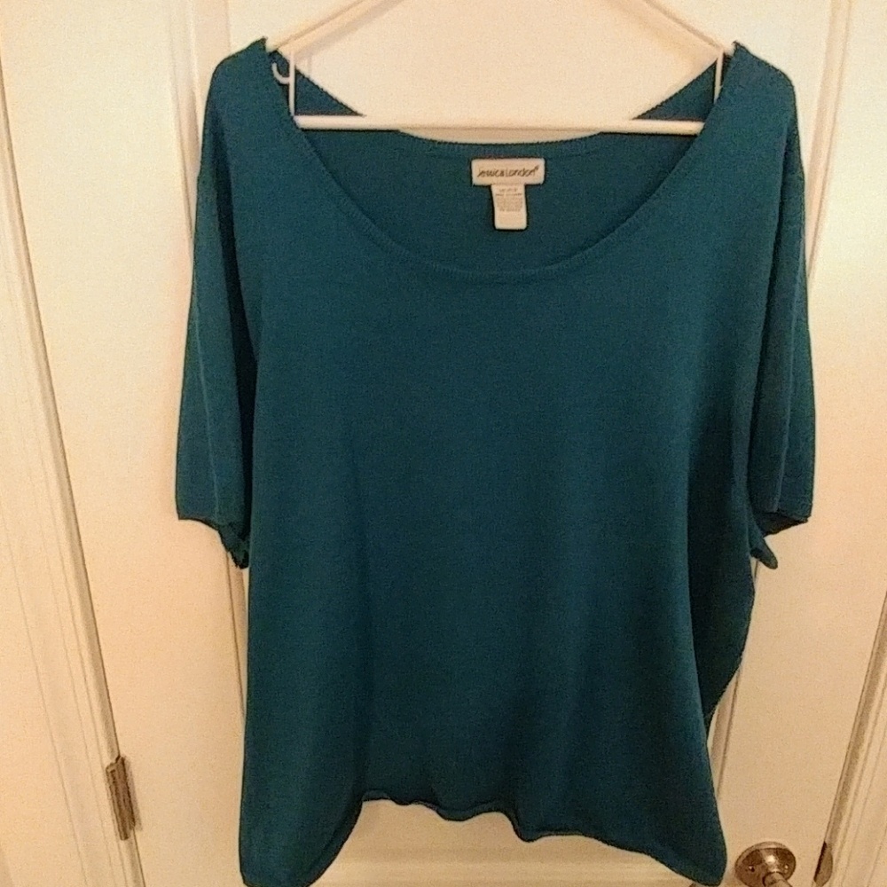 Teal short sleeve knit sweater